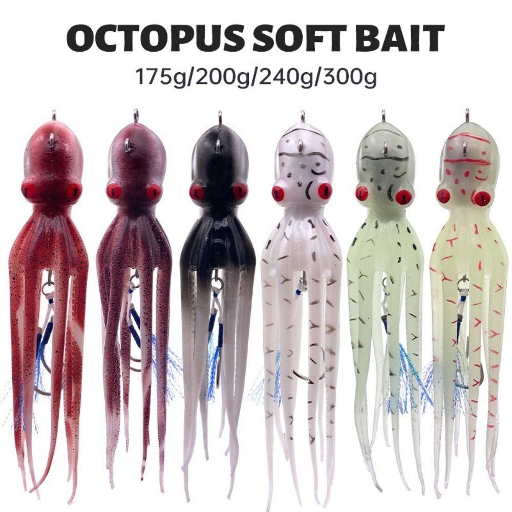 TPE-Material Weicher Jig Köder 200g Gewicht Oktopus Tintenfisch Jig UV Leuchtender Jig Köder Slow Pitch Jigging