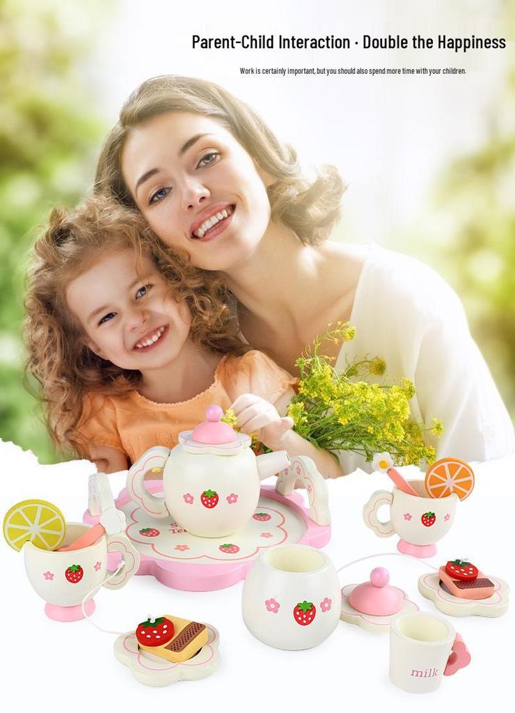 Children's Pretend Play Afternoon Tea Set: White Teapot Kitchenware for Parent-Child Fun