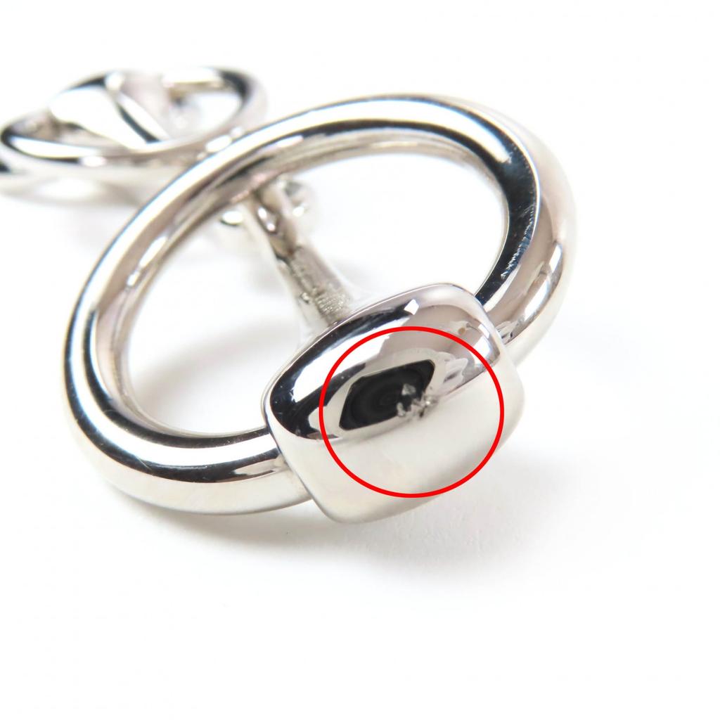 Great HERMES Scarf Ring Horsebit Silver Women Used