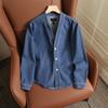 Spring Men's Washed Daoist Robe V-neck Cardigan Jacket