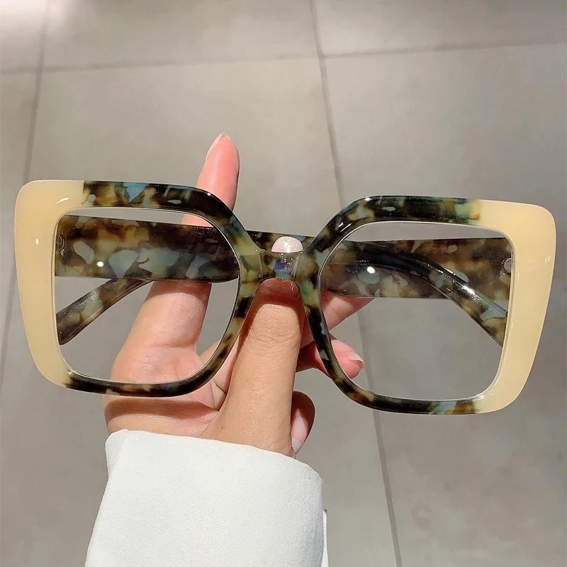 

KAMMPT Fashion Square Glasses Women Stylish Oversize MultiColor Glasses Frames Trendy Brand Design Eyeglasses for Decoration