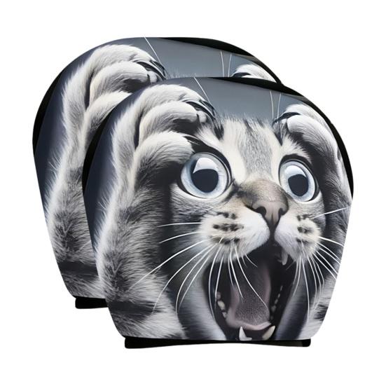 Protective Covers for Car Seats 2PCS Universal Knitting Headrest Cover, Dog/Cat/Tiger/Monkey Fit Auto Accessories Printed, Breathable Stretch Vehicle