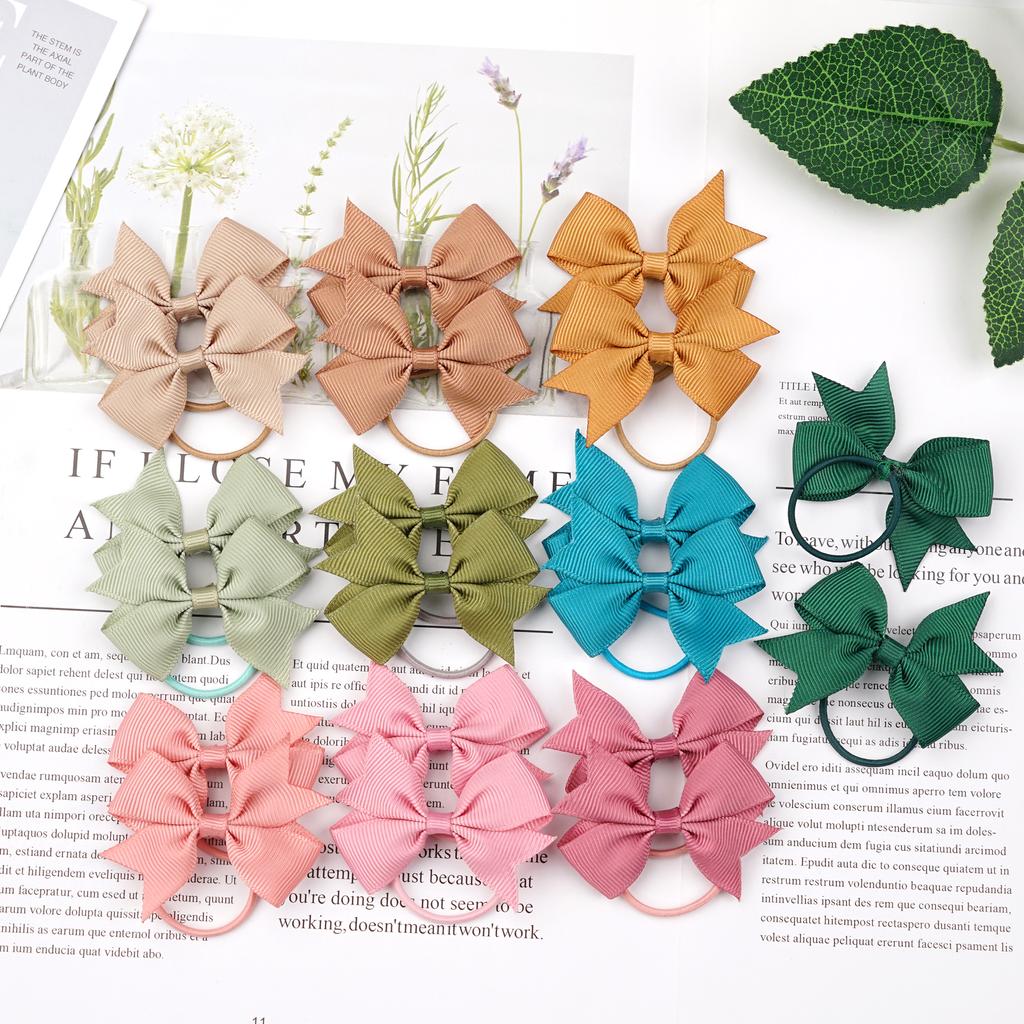 20/40 Pcs 2" Grosgrain Ribbon Pigtail Hair Bows Elastic Hair Ties Hair Bands Holders Hair Accessories for Baby Girls Infants