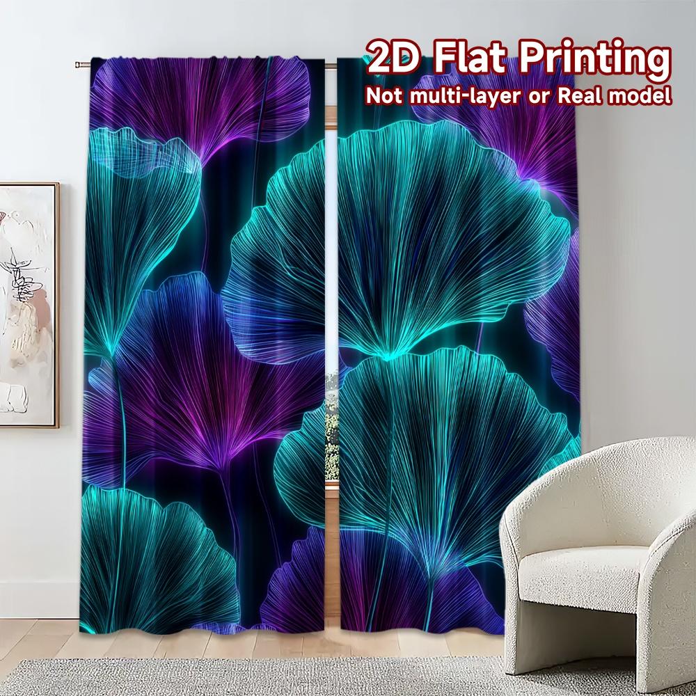 Set Of 2 Flat Printing Curtains Without Rod Floral Glow Design Women Is Day Holiday Digital Machine Curtain Polyester