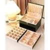 Classic Leather Jewelry Box With Multiple Layers For Elegant Storage Of Earrings Rings And Necklaces