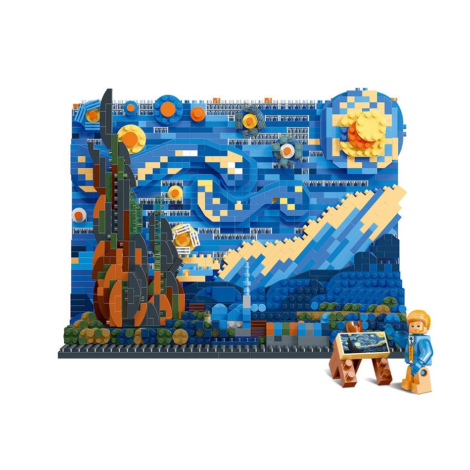 Magic Domain Micro Diamond Starry Night Wave Building Blocks - Advanced Assembly Art Ornament for Adults