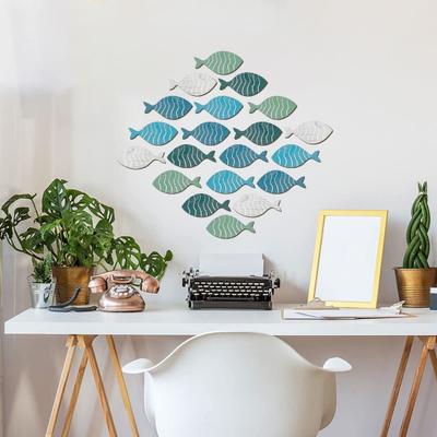 20/40Pcs/Set Wooden Hollow Fish Wall Decoration Nautical Coastal Ocean Fish Theme Hanging