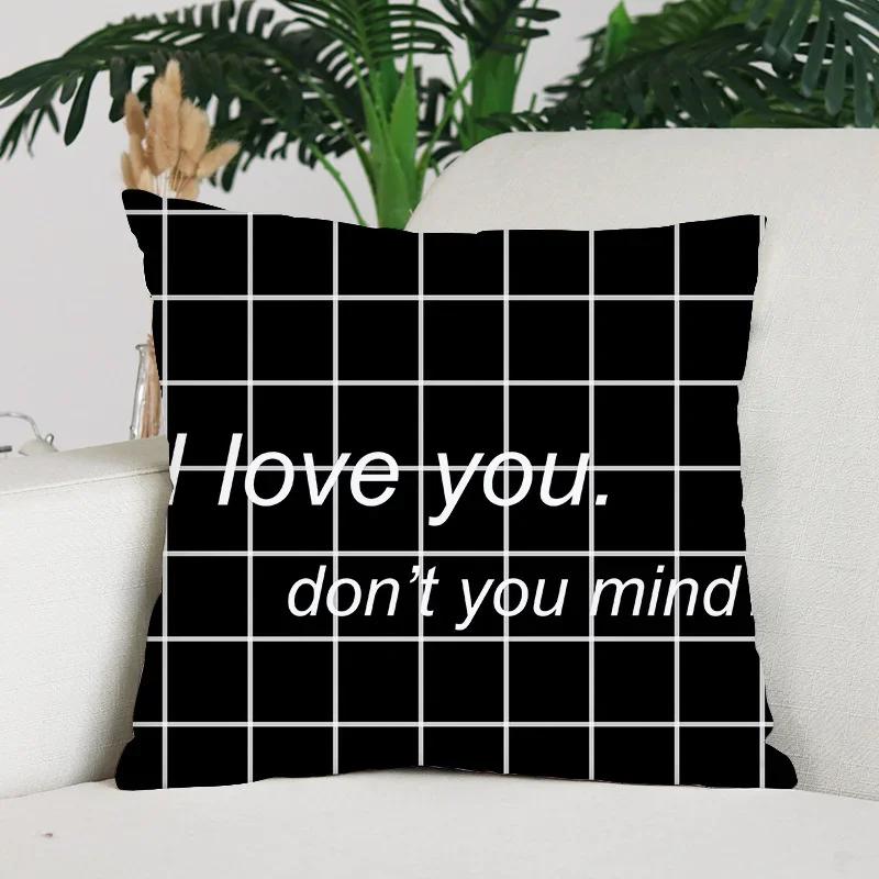 Nordic Minimalist Black and White Checkered Printed Pattern Cushion Cover for Home Living Room Sofa Decorative Pillowcase