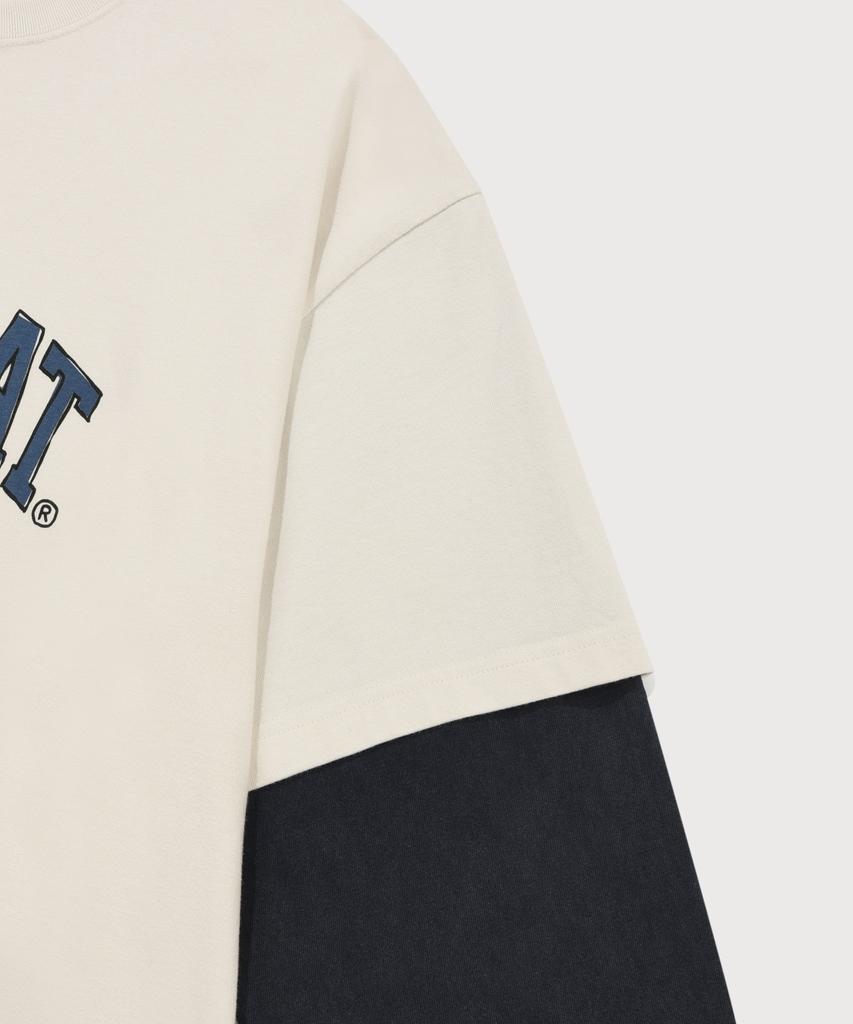 COVERNAT Arch Logo Layered Long Sleeve Ecru