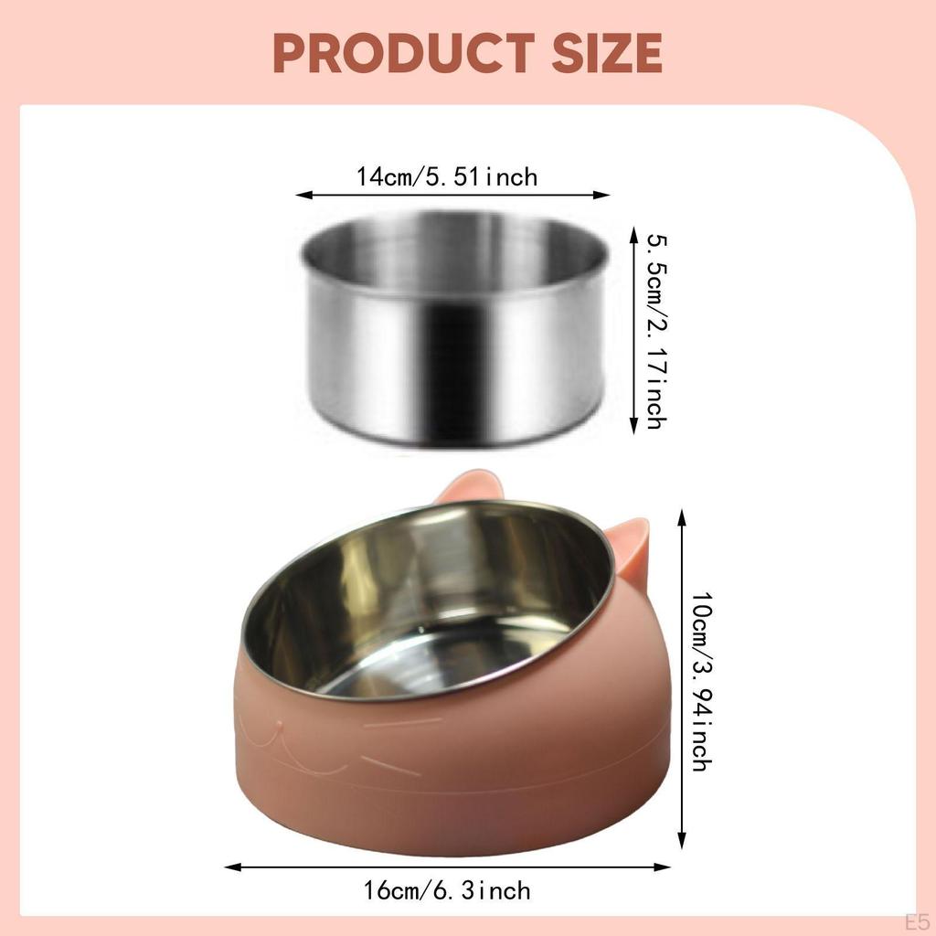 Raised Cat Bowl Anti Slip for Food Water Sleek Gift Pet Lover Sturdy Multiuse Stainless