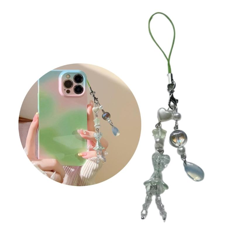 Sweet Strawberry Beaded Phone Charm Straps Car Key Hangings Pendants Fashion Bag Decoration Lanyard Purse Accessories