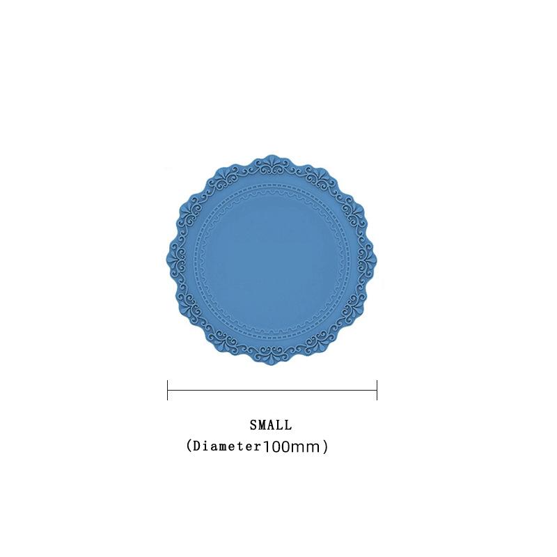 European Lace Silicone Table Mat Retro Embossed Heat Insulation Thickened Round Anti-Skidding Pad Kitchen Waterproof Placemat