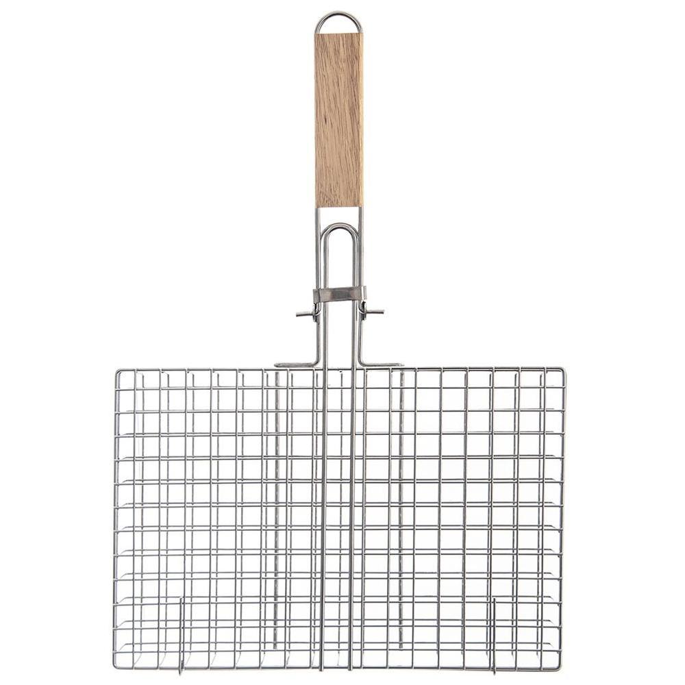 Grilling Rack for Meat, Fish, Vegetables, Closed Steel Basket Grill Grid