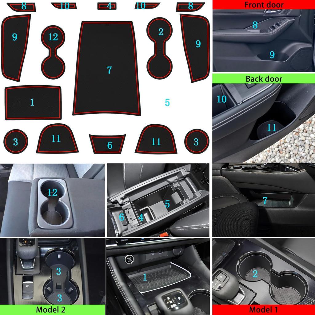 Center Console Liner for Nissan Rogue Accessories - 2024 2025, Cup Holder Mat, Door Pocket Pad, Coaster Trim, Non-Slip Dust Interior,  Rubber