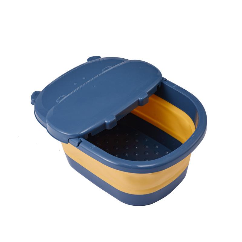 Folding Cartoon Duck Children's Foot Soaking Bucket with Lid Massage Foot Washing Basin Portable Household Insulation
