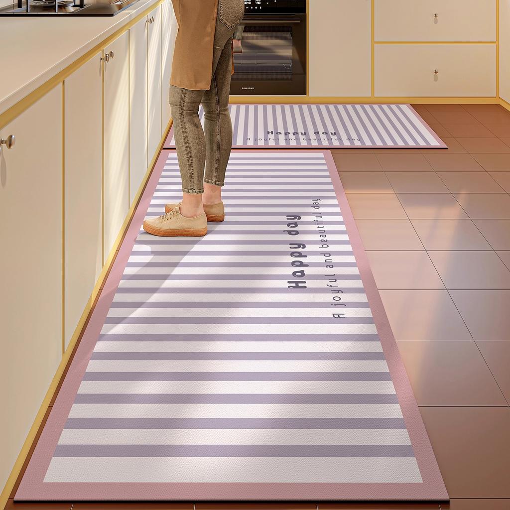 Kitchen Floor Mat Long Strip Runner Rugs Non-slip PVC Leather Washable Kitchen Rug Oil-proof Waterproof Carpet Home Decoration