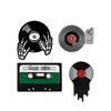 Vintage Vinyl Record Skull Brooch: Alloy Gramophone Cassette Design