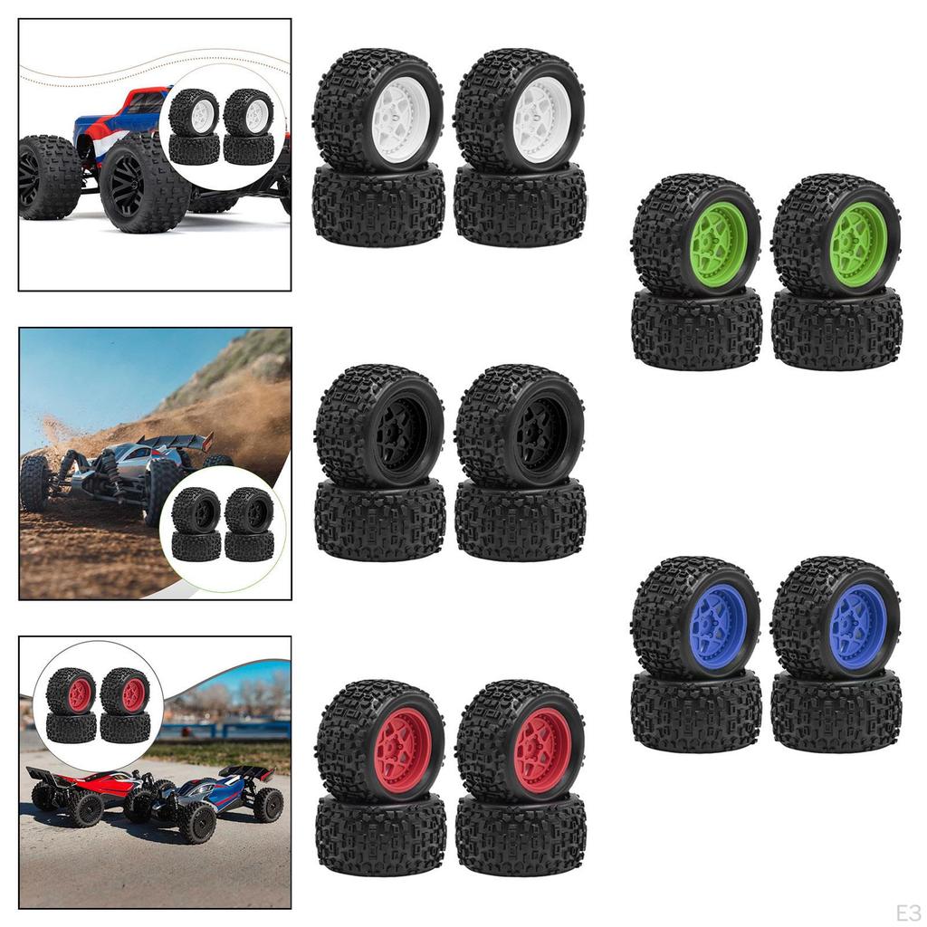 4 Pieces 1/18 RC Car Wheels and Tires Accessories Sturdy High Parts Replacement Part for