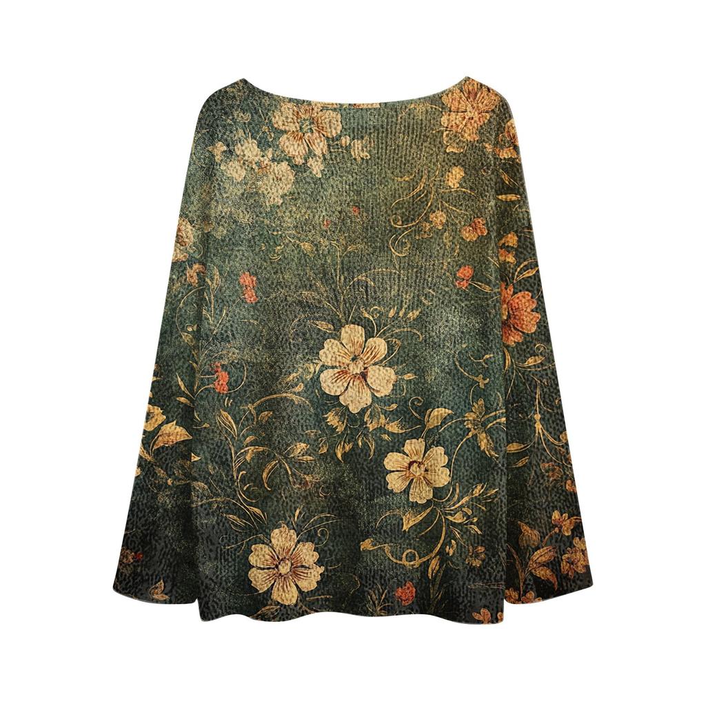 Womens  Fall Sweaters Long Sleeve Print Tops Pullover Sweaters Loose Dressy Casual Basic Clothes