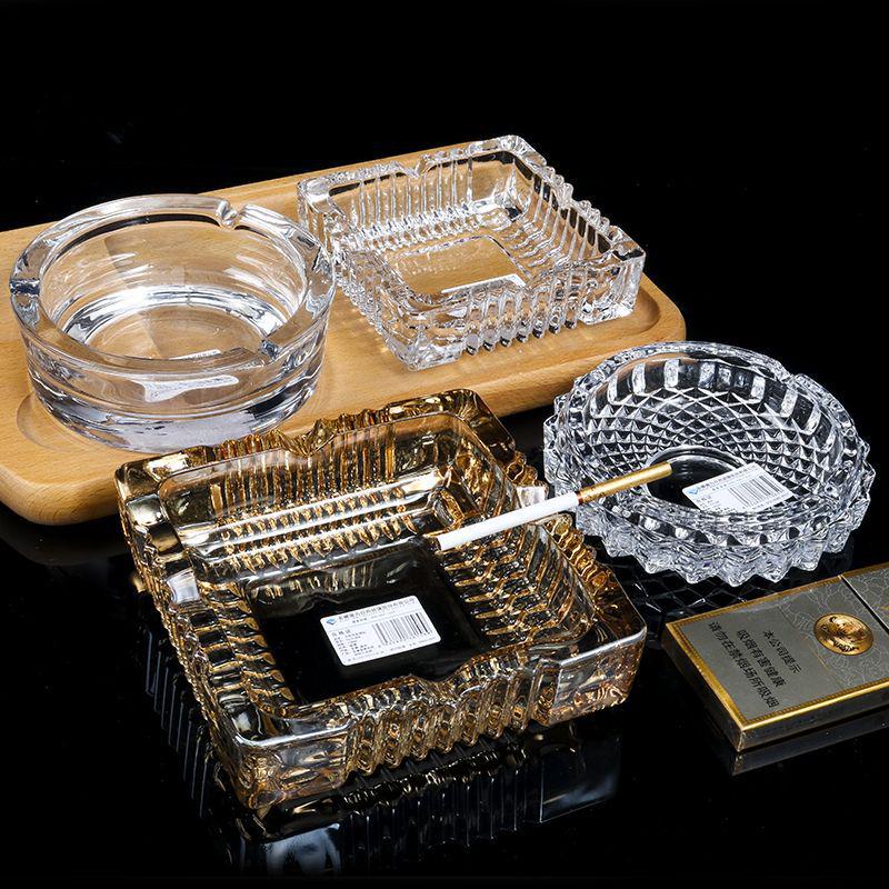 Buy One Get Two: Large Crystal Glass Ashtray for Home, Bedside, or Bar