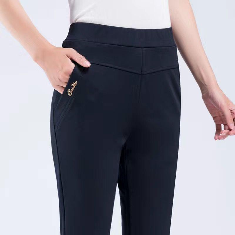 

Spring and Autumn High-Waisted Elastic Straight-Leg Pants for Middle-Aged and Elderly Women 2XL (Weight 110-125 lbs)