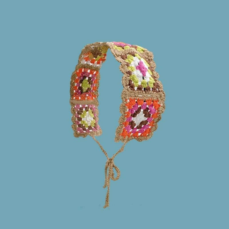 Süße Mädchen Buntes Häkelstirnband Sommer Sonnenschutz Turban zum Binden Camping Kopfwickel Teenager Liebliches Haartuch