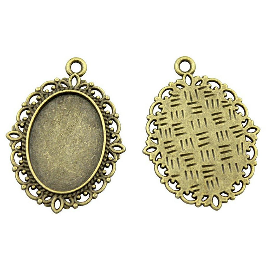 Passend Oval 13x18mm Leere Fassungen Tablett Cabochon Fassung Antik Bronze Zinklegierung Schmuckherstellung Bastelteil als Leeres Tablett A04-10pcs-13x18mm
