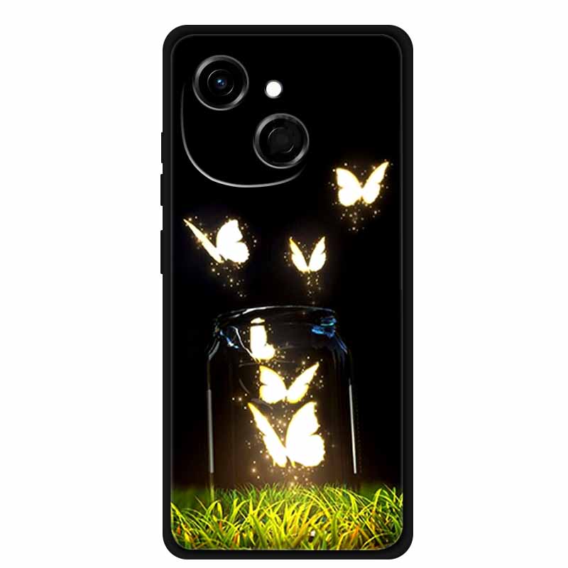 For Tecno Spark 40C Case Soft Black TPU Silicone Back Shockproof Cover for Tecno Spark40C 40 C Case Pop 10 Pro Butterfly Funda
