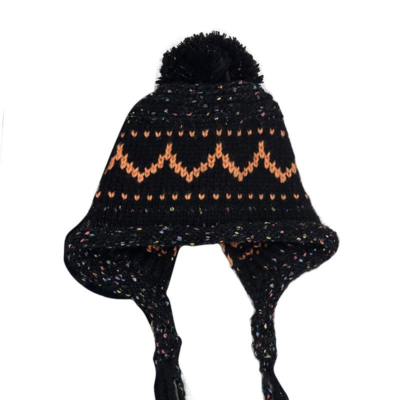 Autumn and Winter Trend Versatile Fringed Headgear Women's Handmade Knitted Pullover Hat Warm Ear Protection