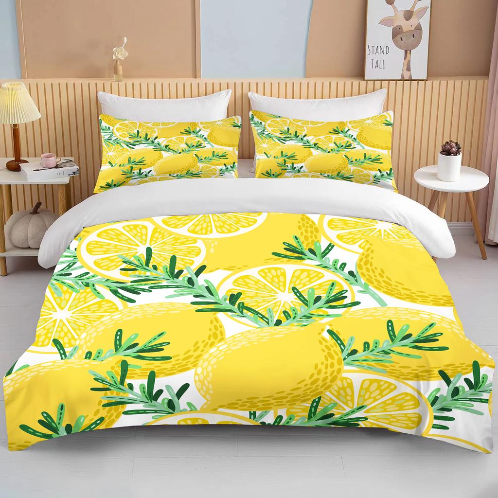 10 Sizes Fruit Pattern Bedding Three Piece Set King Size Double Bedding Set Microfiber Duvet Cover Set  Queen Duvet Cover Set
