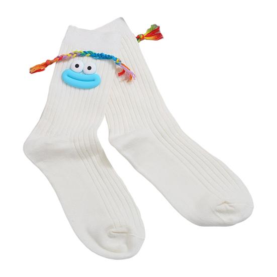 Funny Face Socks Cartoon Crew Socks with Colorful Braids Sausage Lips Cute Silly Socks for Women Girls Birthday Festive Gifts