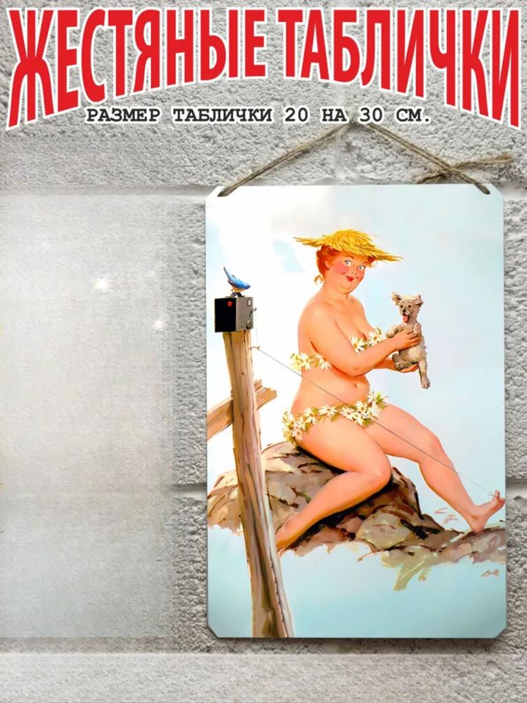 Hilda the Plus Size Pin Up Metal Poster 20x30cm, Vintage Retro Wall Art Decor