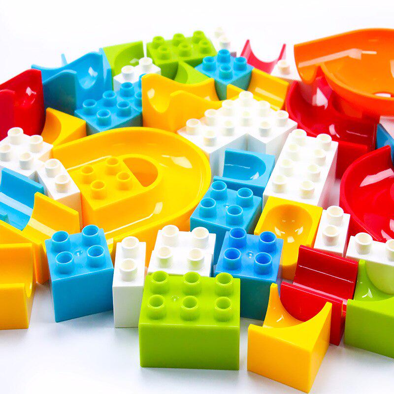 104-208PCS Marble Race Run Maze Ball Track Building Blocks Plastic Funnel Slide Big Size Brick Block
