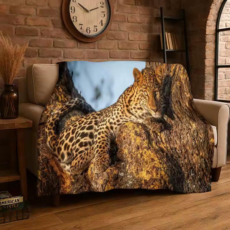Fierce Leopard Cheetah Animal Beast Flannel Blanket Soft Warm Throw Blanket for Bedroom Living Room Bed Travel Camping Picnic