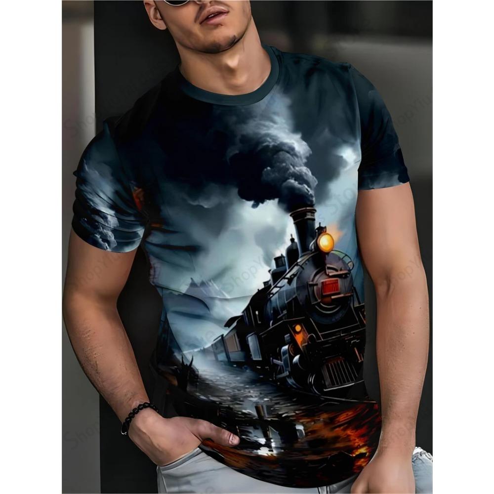

Animal Men s T Shirt Train 3d Print T-shirt Men Women Fashion Short Sleeve T-shirt Hip Hop Tops Tees Oversized Tshirt Summer XL