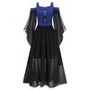 Halloween Gothic Dresses for Girls Butterfly Sleeve Lace Up Dress Cold Shoulder Flowy Medieval Cosplay Dress
