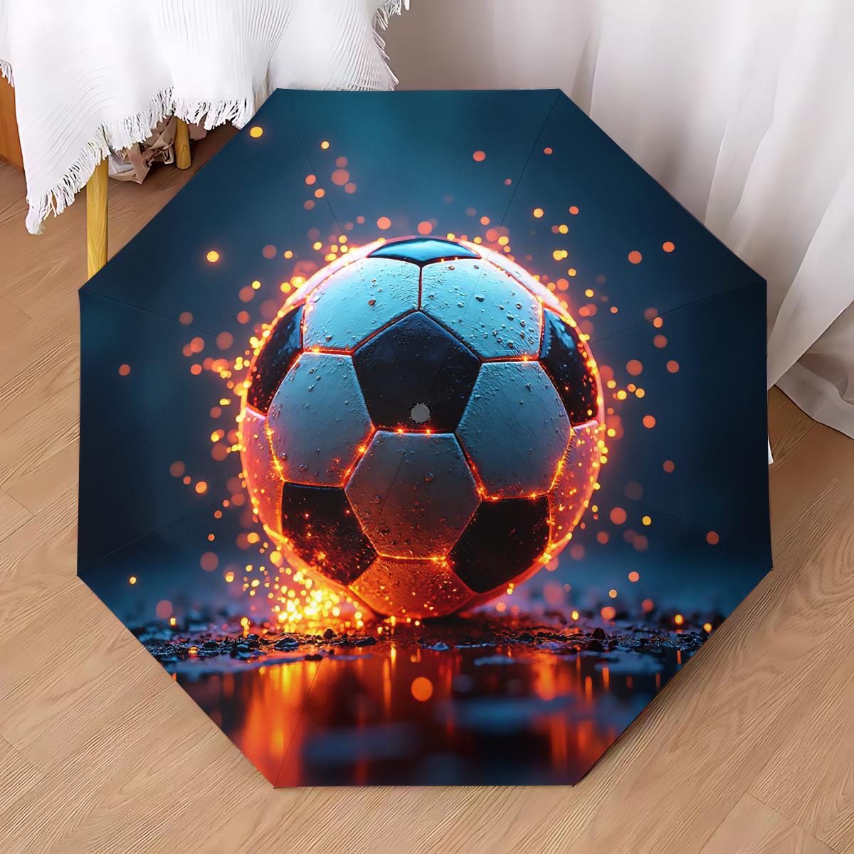 

Beautiful Flame Football Umbrella, Automatic Folding Design, Dynamic And Cool, Ideal for Men S Outdoor Travel, Effectively Blo