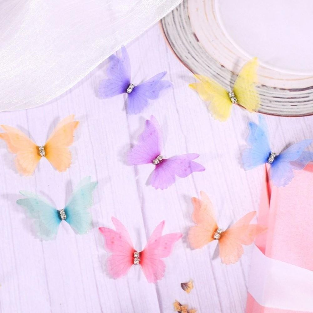 50Pcs Colorful Chiffon Butterfly Embroidered Patches Clothes Sewing Patch Bridal Hair Accessories