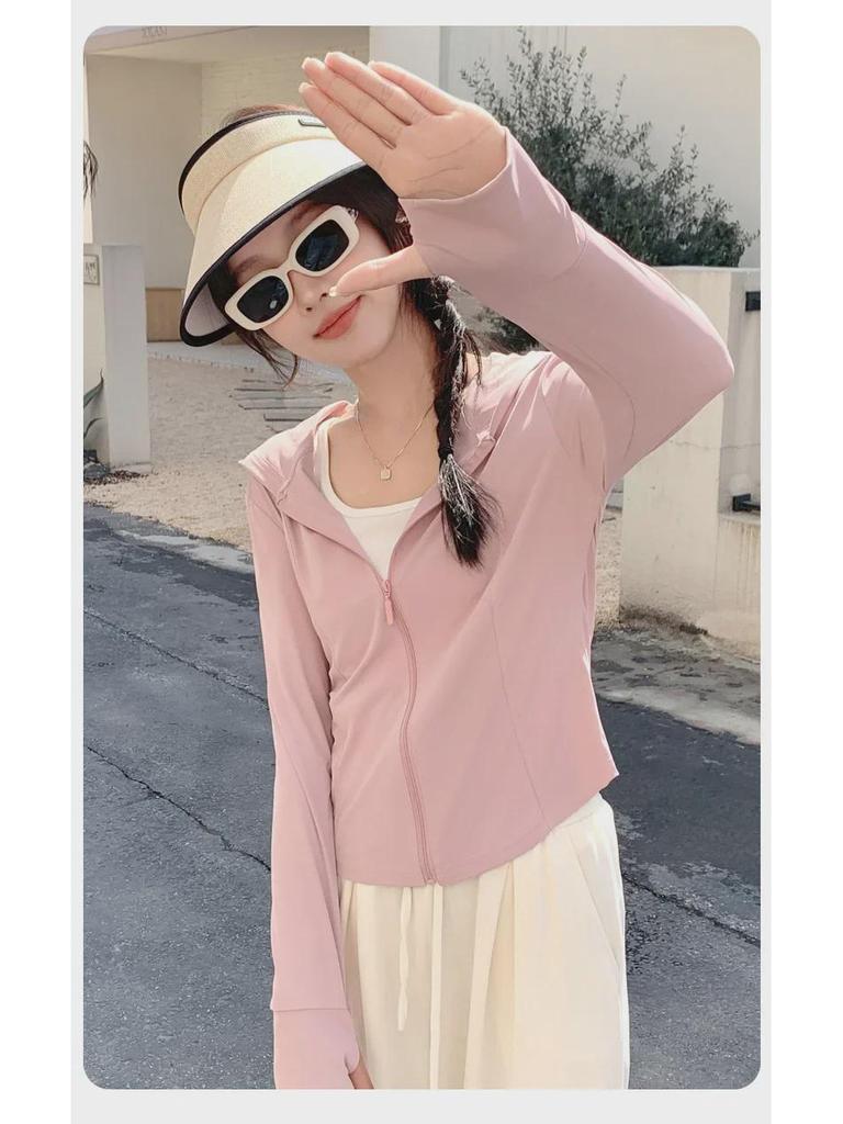 Jaqueta Feminina Slim de Seda Gelo com Proteção Solar - 2024 Top de Roupa Esportiva de Verão Resistente aos UV