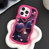 Y2K Glowing Hearts Wavy Edge TPU Mobile Phone Case for iPhone 17 16 15 14 13 12 11 Air Pro Max Plus Colorful Cover