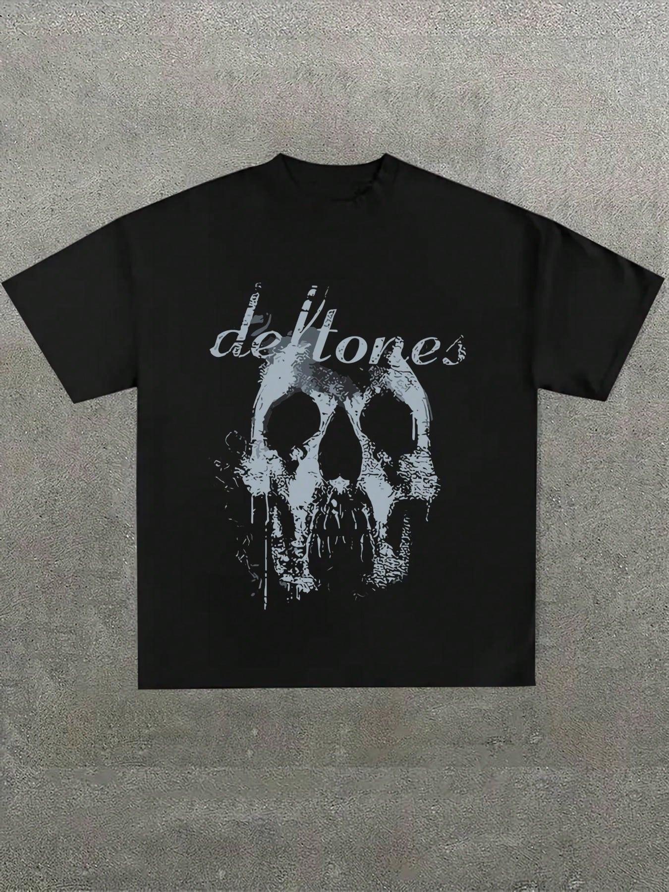 Skull Band Tribute Printed Casual Soft Short Sleeve Pure Cotton 180gsm T Shirt Oversized T Shirt Harajuku Summer Y2K Men S