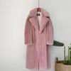 Ropa de Invierno Mujer Largo Grueso Cálido Suave Colorido Esponjoso Talla Grande Abrigo de Piel Sintética de Conejo Rex Mujer Solapa