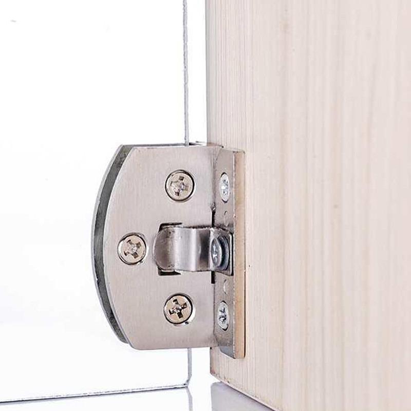 Glass Door Hinge Clamps Stainless Steel Wine Cabinet Bread Cabinet Cupboard Cabinet Gate Clip Door Hinges for 5-9mm