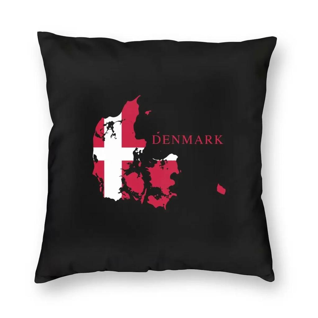 Denmark Map Flag Square Pillow Case Polyester Cushions for Sofa Vintage Cushion Covers