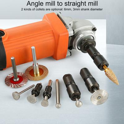 Reparación de rectificado de rosca de mandril de amoladora de 3 mm/6 mm Fácil instalación Amoladora angular a mandril de amoladora recta para amoladora angular tipo 100 Rosca M10