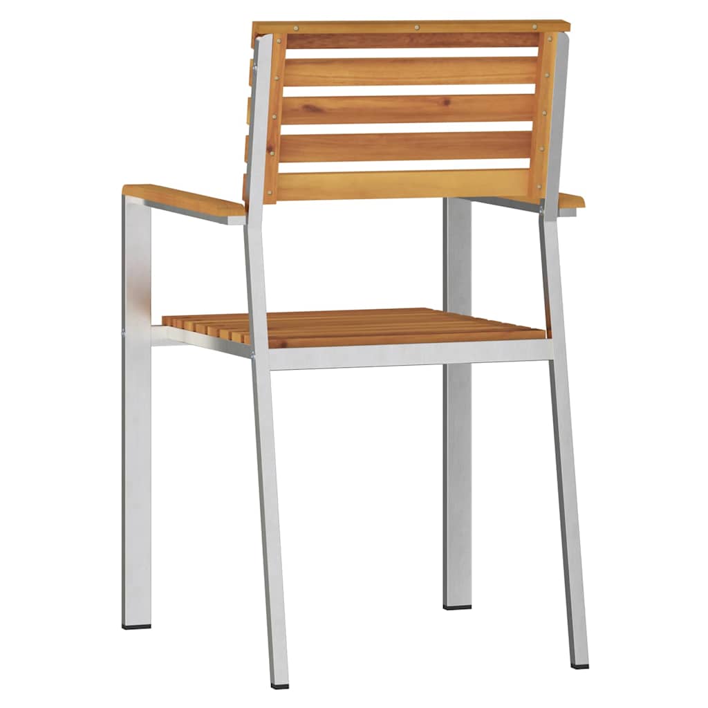 Garden Chair 6 pcs Solid Acacia Wood and Stainless Steel
