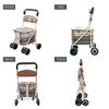 Rakuraku Ken Silver Car Wagon Basket Mount Height 3 Level Adjustment Shopping Cart Shopping Cart Lightweight Compact Stylish Large Capacity Bag with