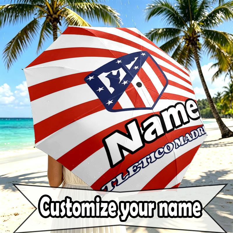 Custom Name Personalized football team Print Umbrella, Auto Open Close, 8‑Rib Sturdy Frame, Commute Camping Hiking Use, Birthday Gift