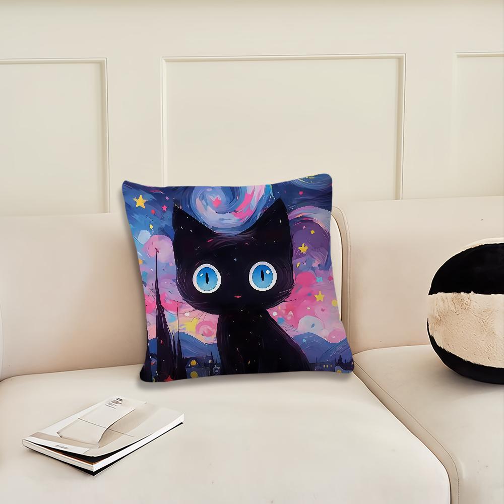 Cartoon Abstrakter Sternenhimmel und Schwarze Kissenhülle Kissenbezug Dekoration Zimmer Haus Sofa Wohnzimmer Büro Auto Nordische Schlichtheit