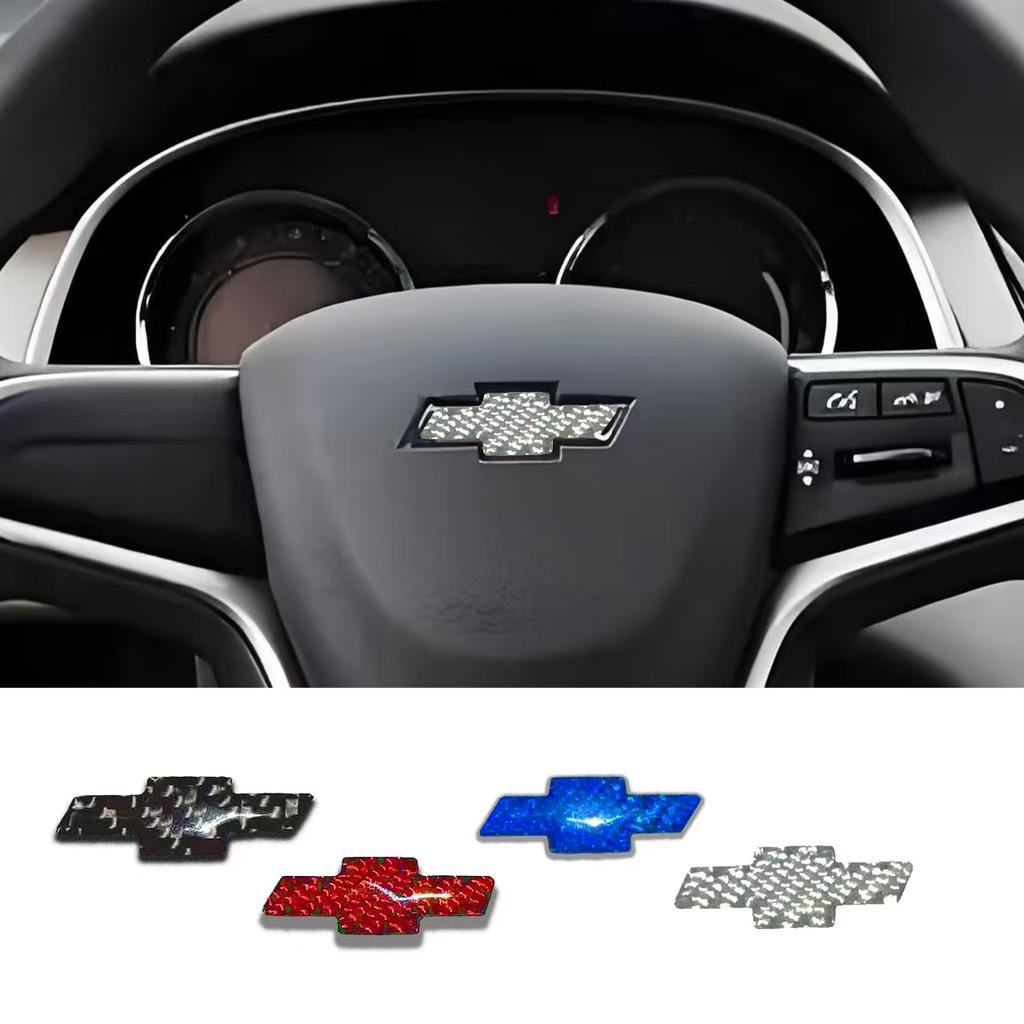 Rvdn6 Carbon Fiber for Chevrolet Malibu Cruze Equinox Impala Traverse Lacetti Captiva Sail Car Steering Wheel Center Sticker 4.6x1.6cm